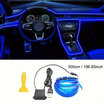5m USB EL Wire Car Interior Ambient Light Strip 1
