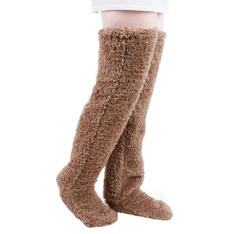 Over Knee High Fuzzy Long Socks Plush Slipper Stockings Leg Warmers Winter Home women winter warm plush Over Knee High NOV99