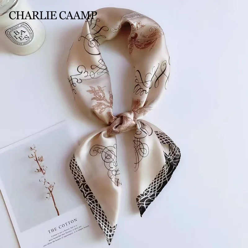 Bufanda de seda cuadrada con estampado de lujo para mujer, Hijab, bandas para el cabello, pañuelo para el cuello, chal de satén para mujer, cinta, diadema, pañuelos de moda