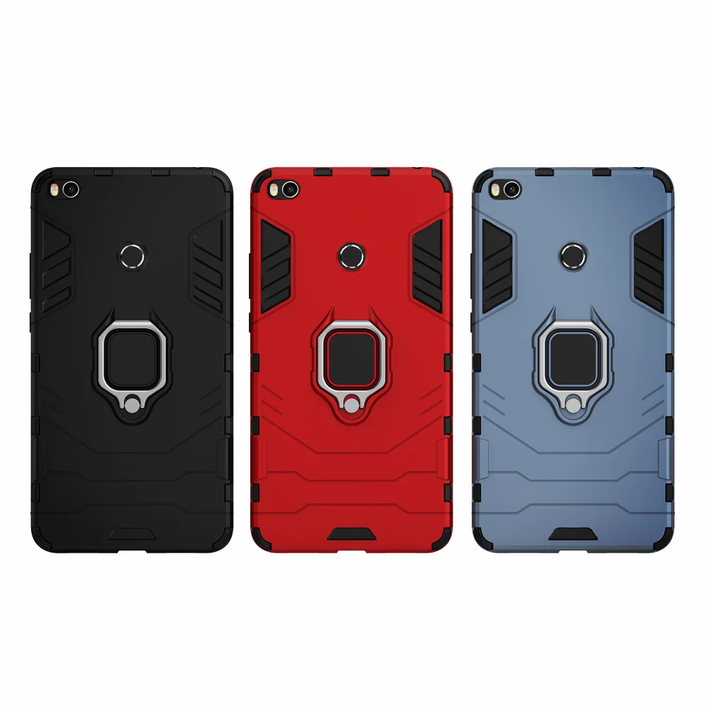 Shockproof Ring Stand Bumper Silicone + PC Phone Back Cover Case