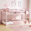 Low Bunk Bed Twin Over Twin,Solid Wood Bunk Bed Frame with Built-in Ladder&Safety Guardrails,Space-Saving Low Bunk Bed for Kids 2