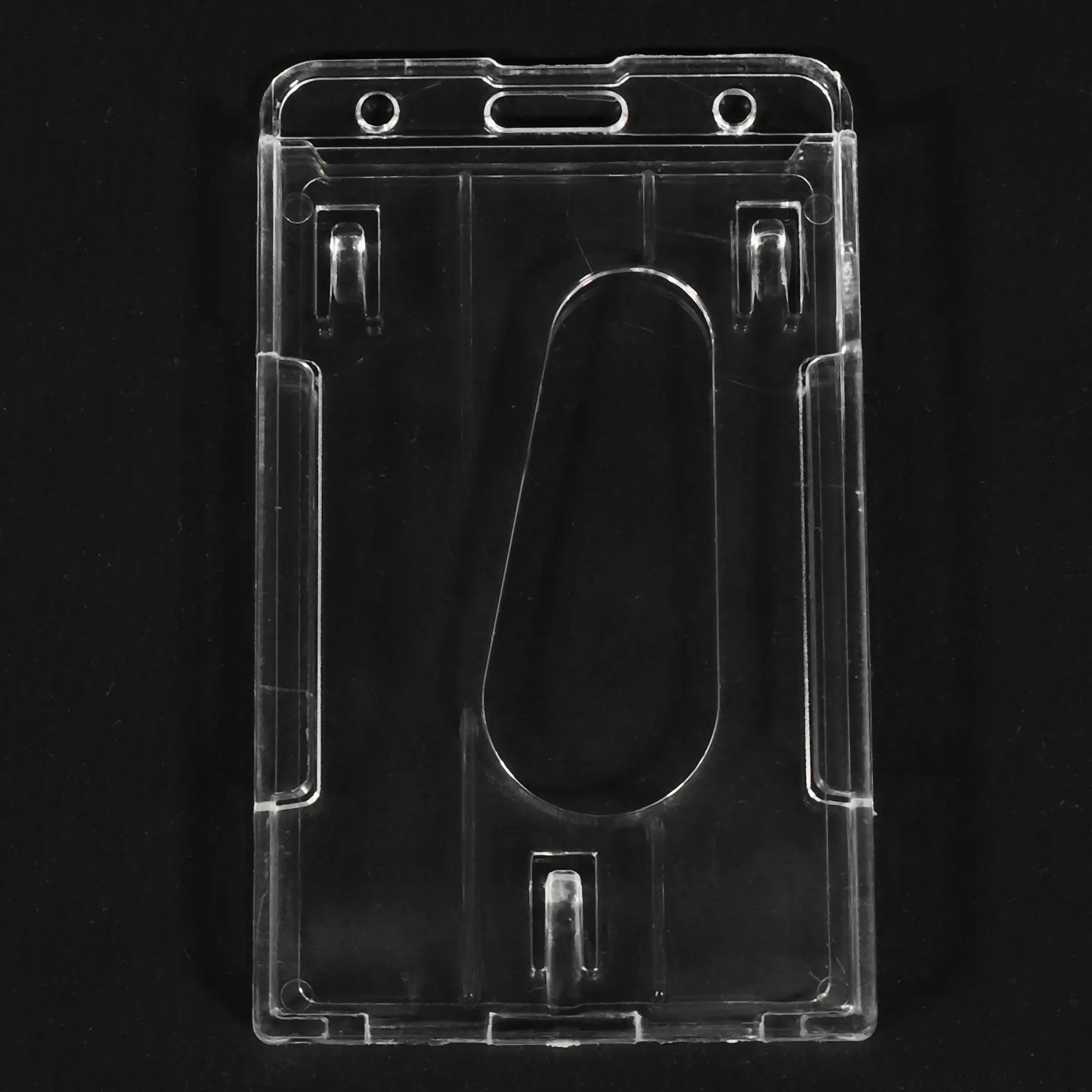 10X 수직 하드 플라스틱 배지 홀더 더블 카드 ID 멀티 투명 10X6cm