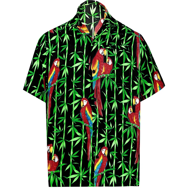 thumbnail image 1 of Camisa elegante de playa para hombre con estampado 3D, manga corta, botones de verano, vacaciones, estilo tropical, Aloha, 1 of 5