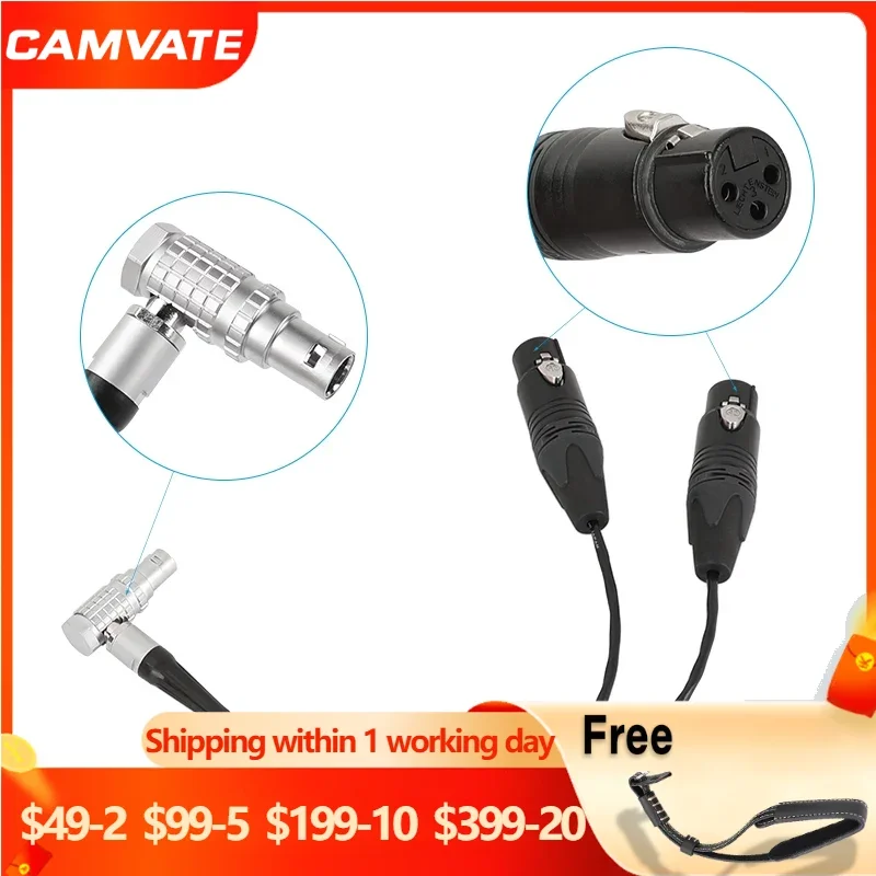 

CAMVATE Audio Input Cable connector (Right Angle 10 Pin Male To 2 XLR 3 Pin Female ) For Atomos Shogun Flame Monitor Recorder