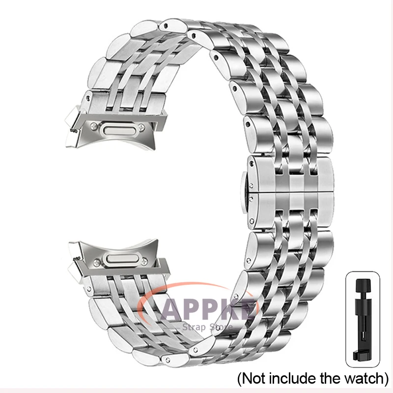 Sleek Stainless Steel Smartwatch Band - Gap-Free Quick Fit Metal Strap