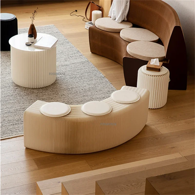 Modern Telescopic Folding Bench For Portable Foot Stools Living Room Space Saving Furniture Home Creative Design Pouf Ottoman