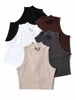 Summer Black Women Fashion Crop Top High Neck White Sleeveless Tank Tops 5 Colors 1