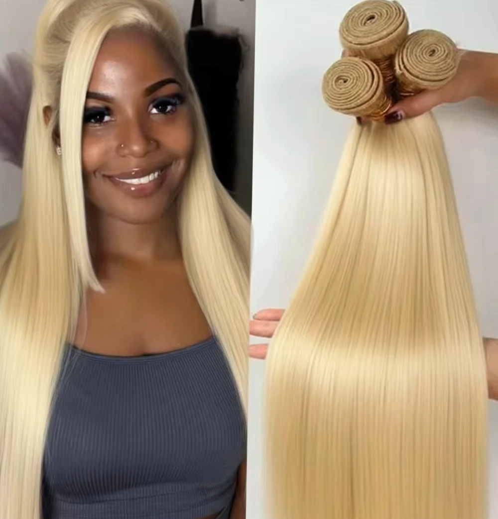 Long Blonde 613 Straight Human Hair Bundles