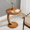 Solid Wood C-Shaped Side Table, Small Couch Side Table, Mid-Century End Table, Retro Side Table, Boho Side Table for Living Room 1