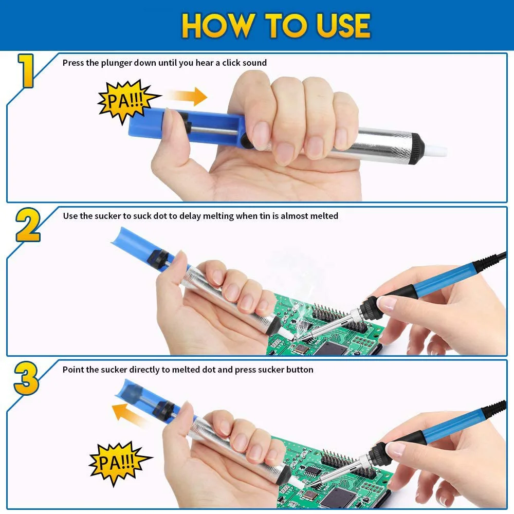 Desoldering Tool STONEGO Aluminum Metal Suction Pump Tin Gun Welding Pen Suction Cup Vacuum Removal Soldering Iron desoldering suction pump desoldering pump tin pump electrothermal solder sucker desoldering tool vacuum sucking pen soldering iron