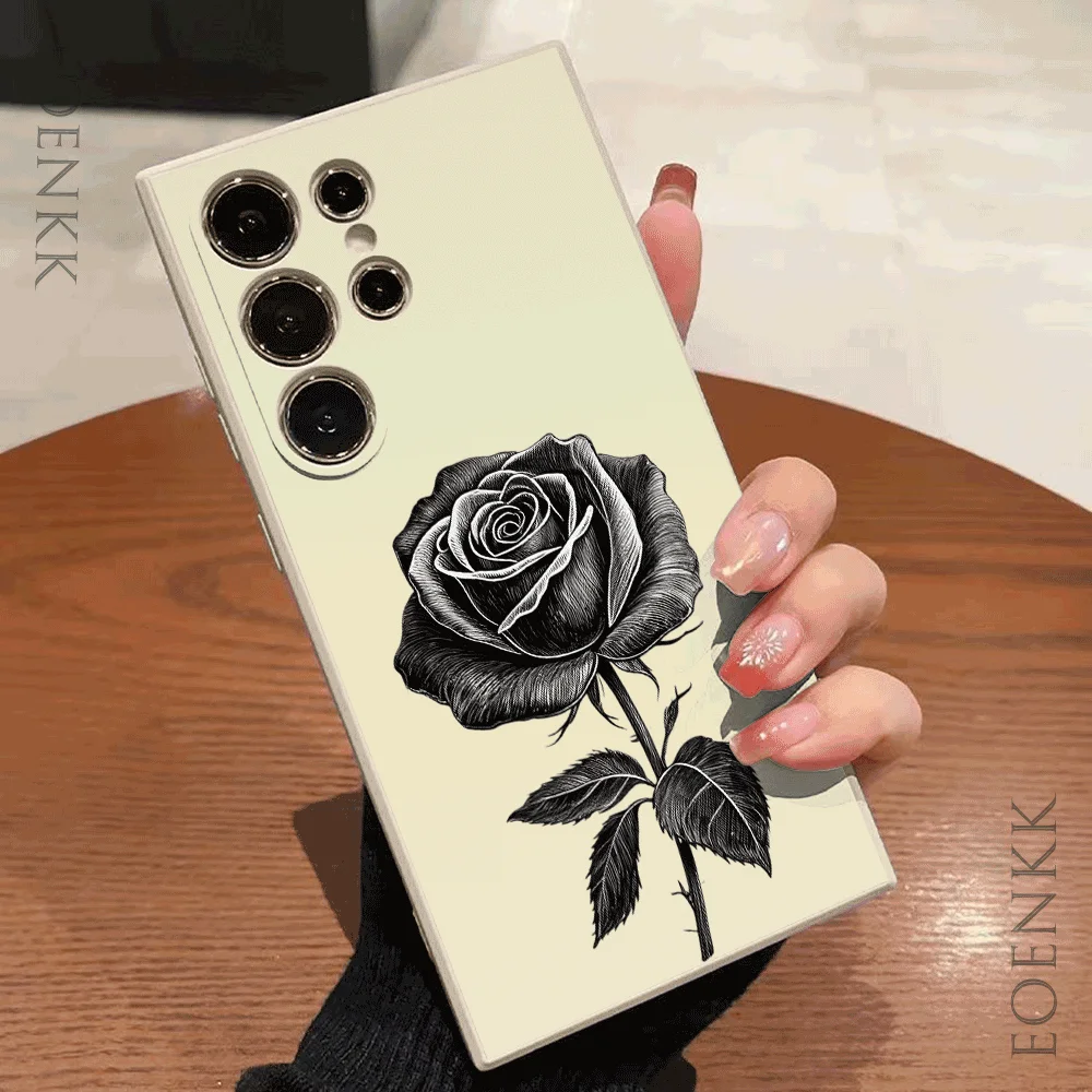 Elegant Rose Sketch Soft Phone Case - Fashion Gift Cover