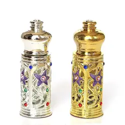 Arabian Style Metal Cosmetic Container Mini Perfume Bottle Dropper Bottles Refillable Bottles Essential Oils Bottle