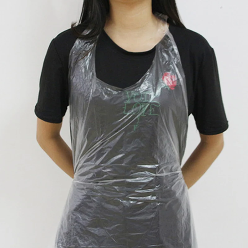 

Apron 100Pcs Disposable Beauty Apron Transparent Poly Aprons Body Art Use Accessories Supply