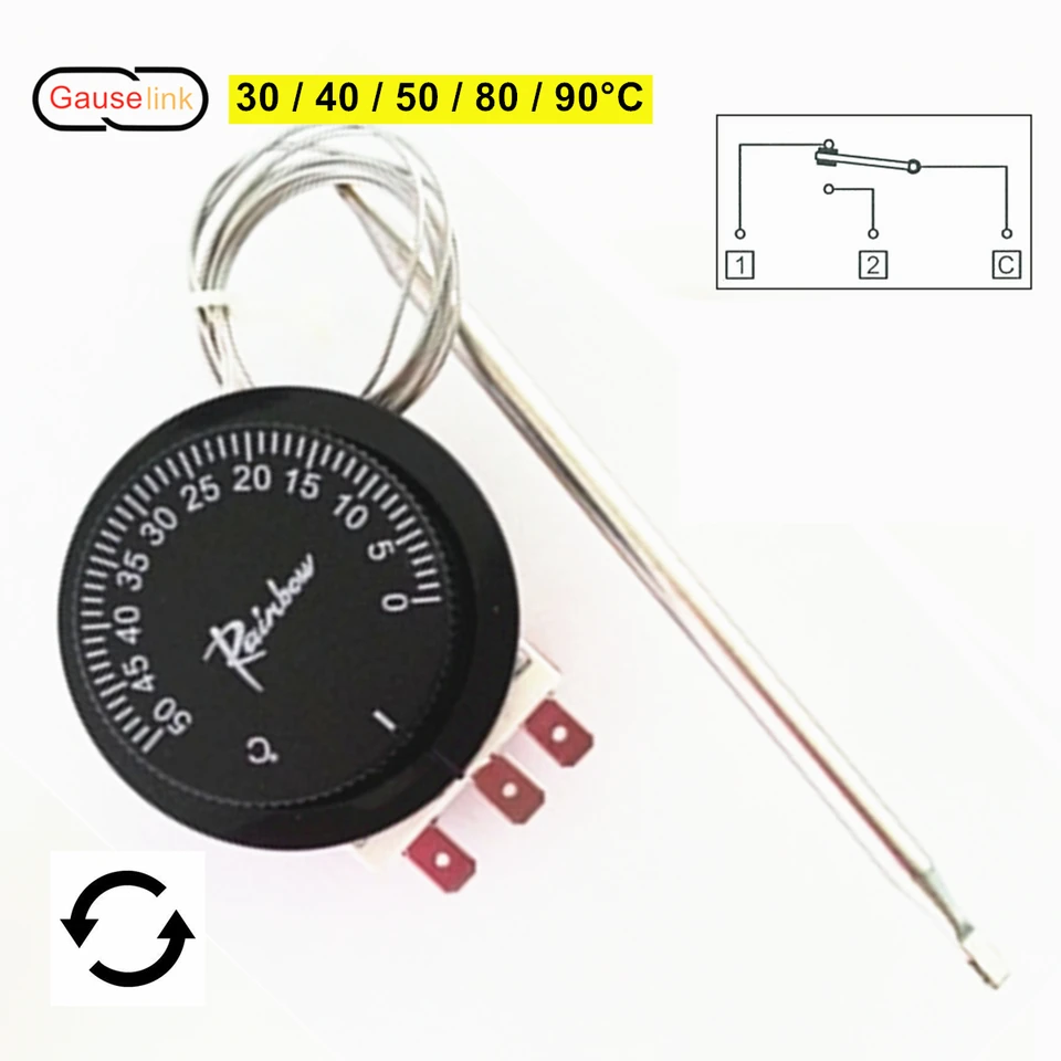 Adjustable Bulb Capillary Thermostat Thermometer Temperature Limiter  Control Switch For Oven Heater Cooler 30°C 90° - AliExpress