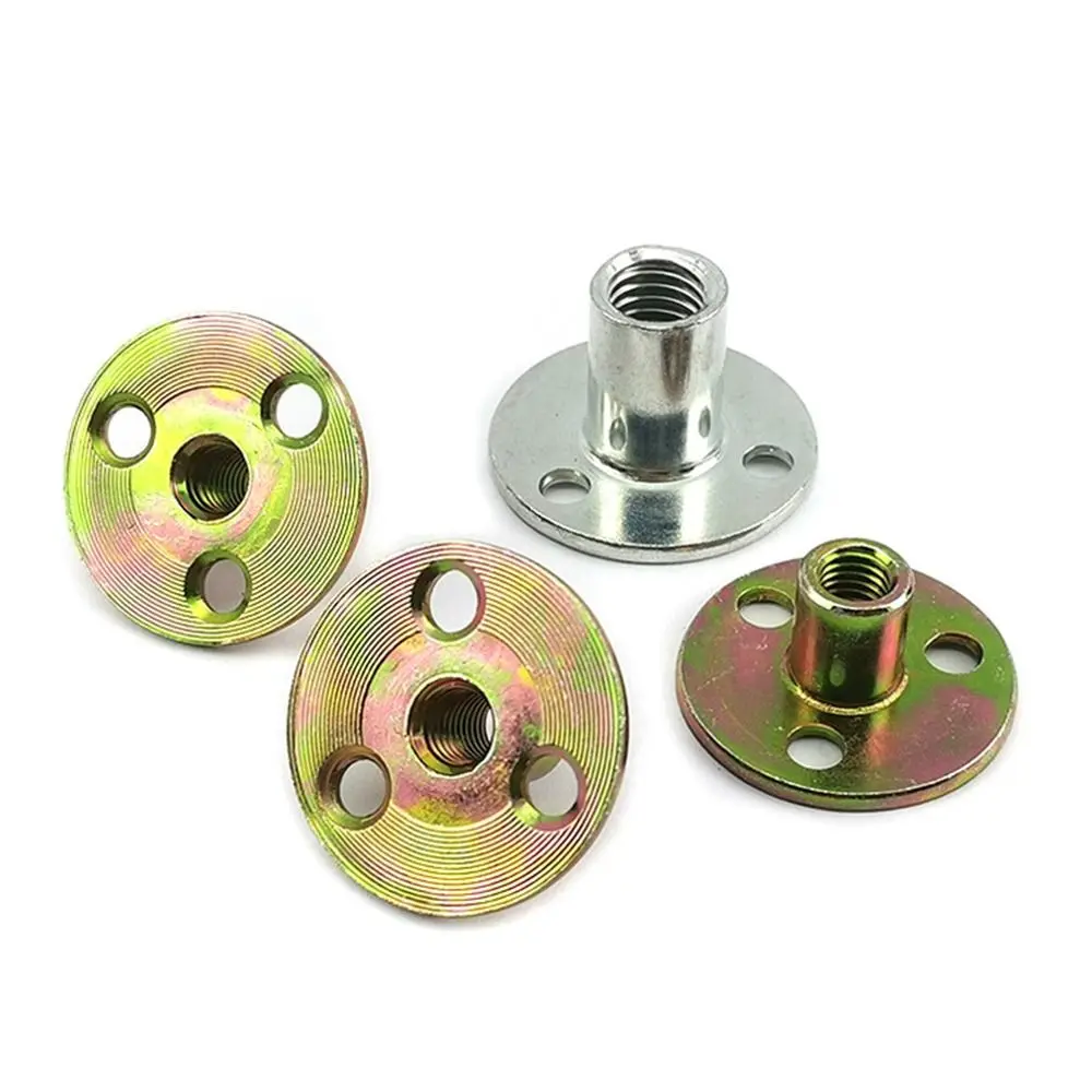 Description Picture 2 of item5Pcs/set Durable Metal Three-hole Locking Flange Nut Round Flat Nut Fastener Lock Nuts M6 M8 M10 Tee Furniture Nuts Screw