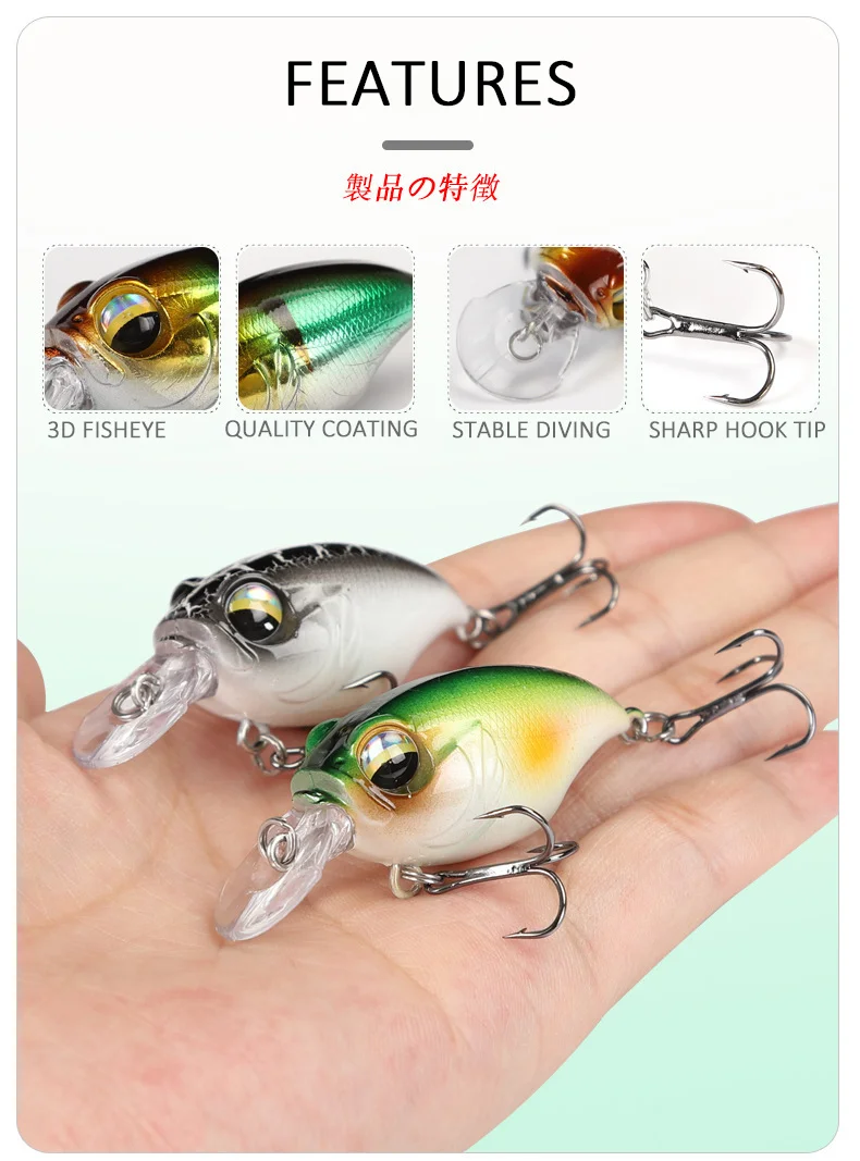 1 Stück japanische Kurbel köder Wobbler locken 38mm 8g Pesca Hart köder Kunst köder Fluss Troll ing Angeln für Bass Hecht Barsch Forelle – Detail 2