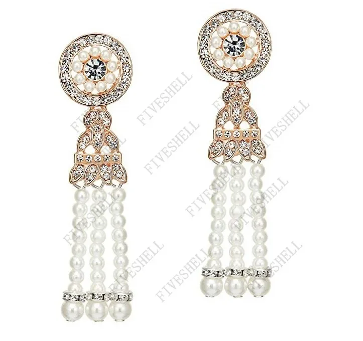 Art Deco Antike Vintage Flapper Stil Ohrringe Für Frauen Antik Gold Strand Party Ohrringe Vintage-Schmuck Drop Shipping – Detail 13
