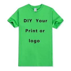Personalized 100% Cotton Custom Print T-Shirt - Unisex Short Sleeve Graphic Tee - S (Green)