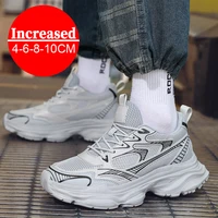 Fashion White Sneakers Hidden Heels Heightening Walking Work Shoes For Men 4/6/8CM Summer Casual Sports Breathable Taller Shoes 1