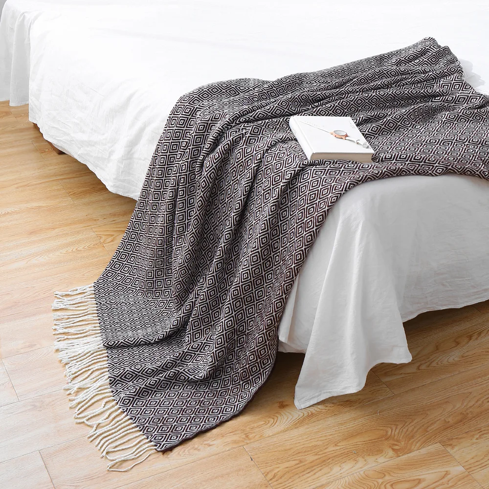 

Drop Shipping Knitted Blankets Sofa Throw Blankets With Tassels Bedspread Nap Air Condition Blankets Bed Home 130*170cm