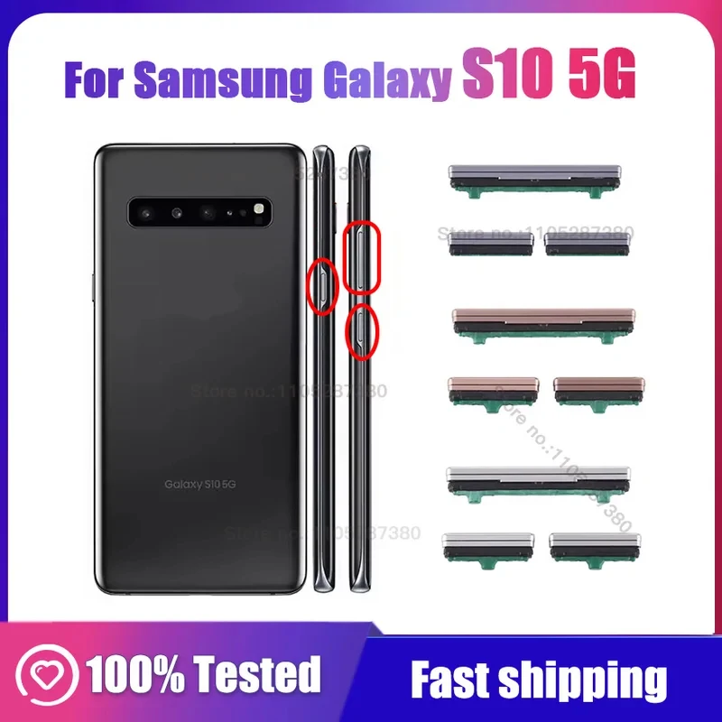삼성 갤럭시 S10 5G G977 G977N G977U G977B G977 휴대폰용 새 전원 볼륨 버튼, 새 하우징 프레임, 온오프 키, 푸시 버튼
