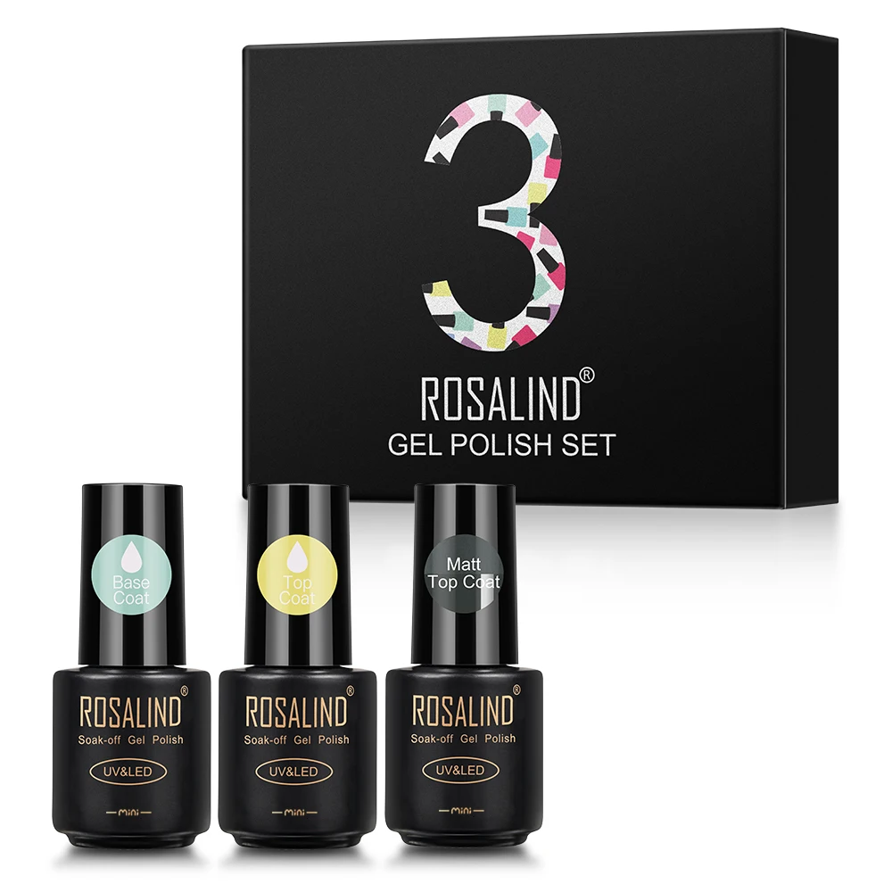 Rosalind Base Top Matt Top Coat Gel Polish Kit Cured With UV Lamp Long Lasting Gel Varnish Based For Nail Art DIY Design