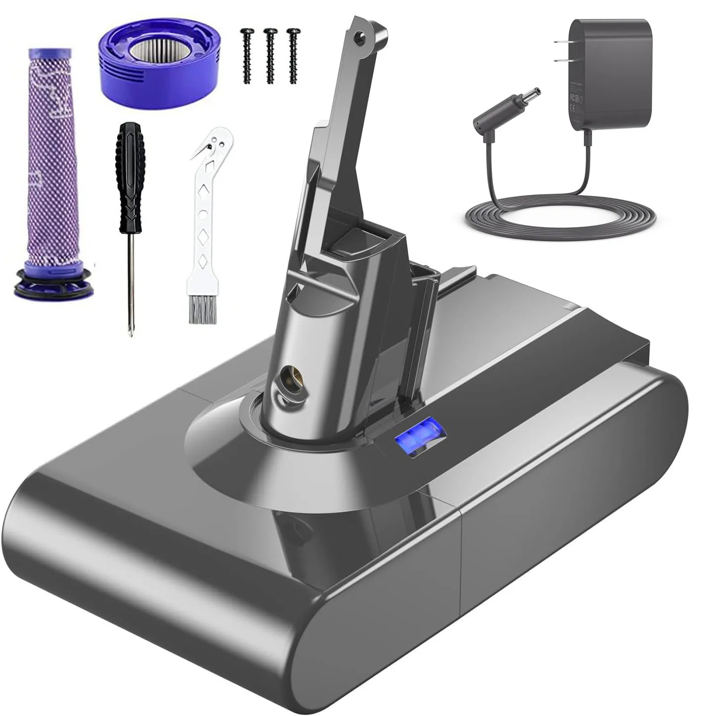 YH5 交換用バッテリー Dyson V8 用、21.6V 6.0Ah リチウムイオン