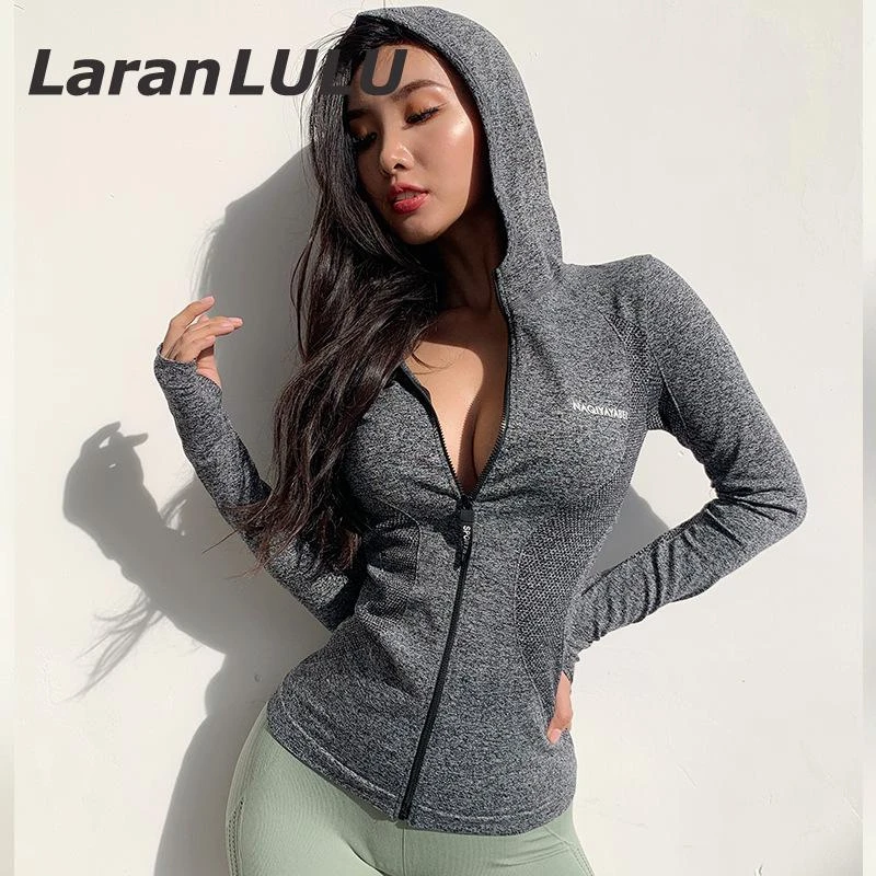 Abrigos deportivos de manga larga para mujer, chaquetas capucha para correr, Yoga, Fitness, cremallera frontal, Top de gimnasio, ropa de entrenamiento a prueba de viento, Otoño, 2022|Chaquetas para running| - AliExpress