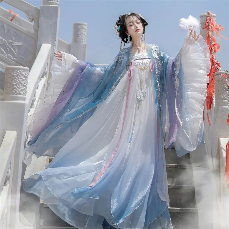Chinese style Hanfu classical skirt dance costume chest length Hanfu women's sleeved stunning and elegant performance cosplay