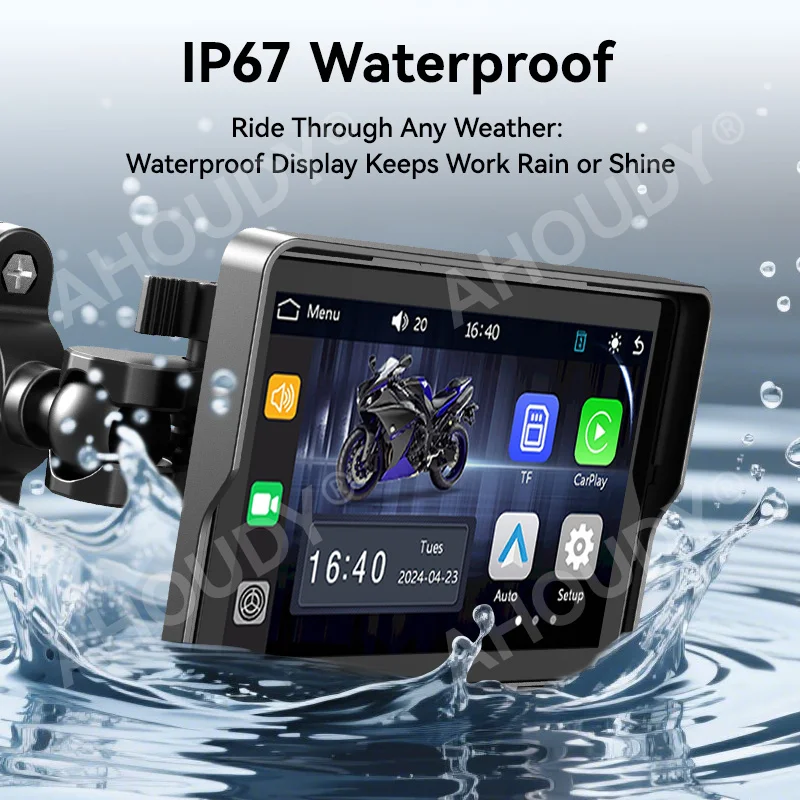 5 inch motorcycle navigation display motorcycle navigation screen wireless Apple Carplay Android Auto dual Bluetooth waterproof screen