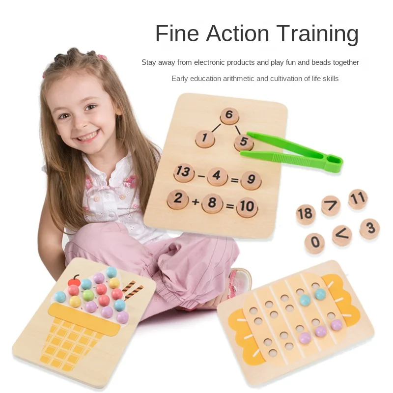 Wooden children's math learning toys, early education arithmetic, color recognition, parent-child interaction 5