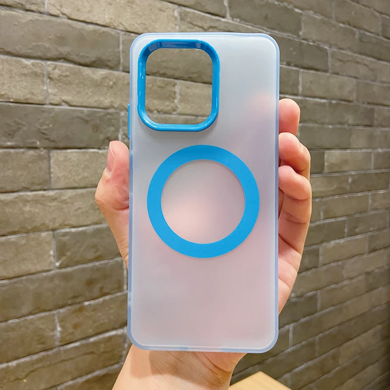 Translucent Magnetic Suction Shockproof Phone Case - Skin-Feel Hard Silicone Back Cover