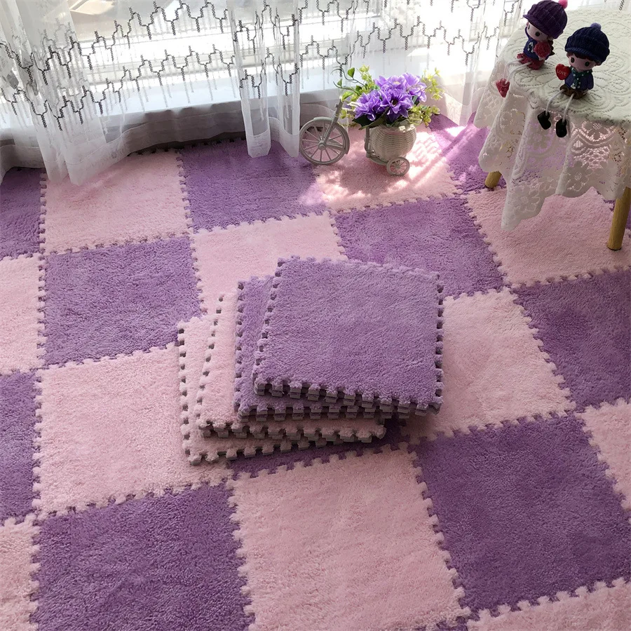 1-20 Piece Baby Plush Floor Mat Eva Interlocking Baby Thickened Carpet Foam Puzzle Kids Activity Floor Mats for Room Living Room 3