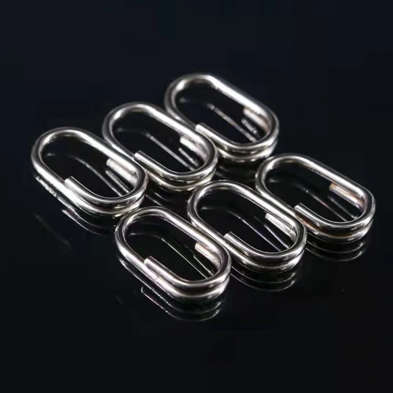 PRO BEROS 100Pcs Oval Split Ringe Swivel Angeln Tackle Anschluss Edelstahl Doppel Schleife Künstliche Köder Anschlüsse – Detail 4