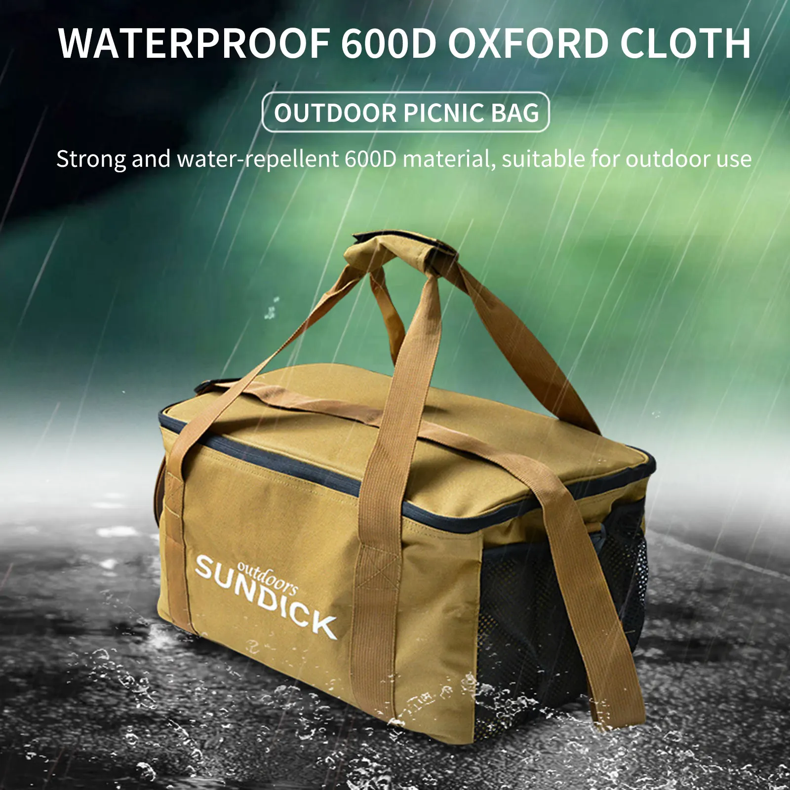 SUNDICK Outdoor Picnic Bag Handheld Waterproof Leakproof Bag Camping BBQ Travel Lunch Large Storage Beach Office