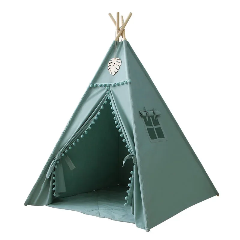 Exclusive Link Wood Toddler Children Indoor Outdoor Sleeping Party Garden Four Poles Child Indian Kids Teepee Tent