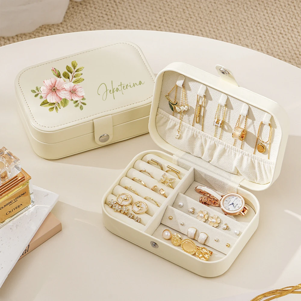 Elegant Personalized Purple Flower Jewelry Box with Custom Name – Perfect Gift