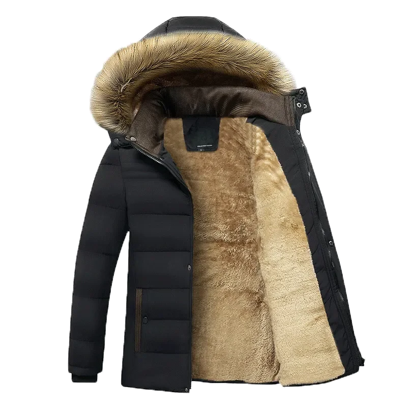 parka coat parkas coat Fleece Parkas Men Waterproof Hooded Fur Collar Parka Jacket Coat Men Autumn Fashion Casual Parkas Winter New Warm Thick