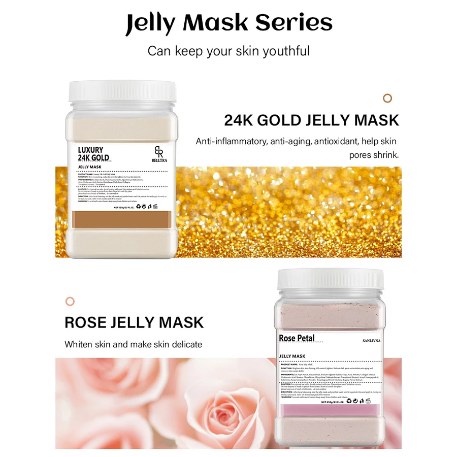 Collagen Rose Petal Crystal Jelly Mask Powder 650g Hydrating Brightening Skin Care Nourishing Moisturizing Facial Skin Care
