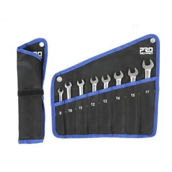 

8 Piece Flex Head Ratchet Combination Wrench Set, 8-17mm Metric, 90-Teeth Box End with Cr-V Constructed,Canvas Bag