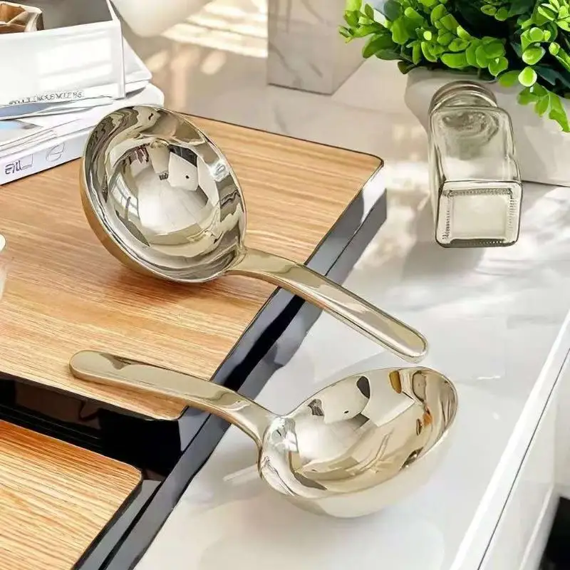 201 Stainless Steel Deepen Tablespoons Soup Ladle Short Handle Large Ramen Bouillon Spoon Kitchen Tableware Cooking Utensils