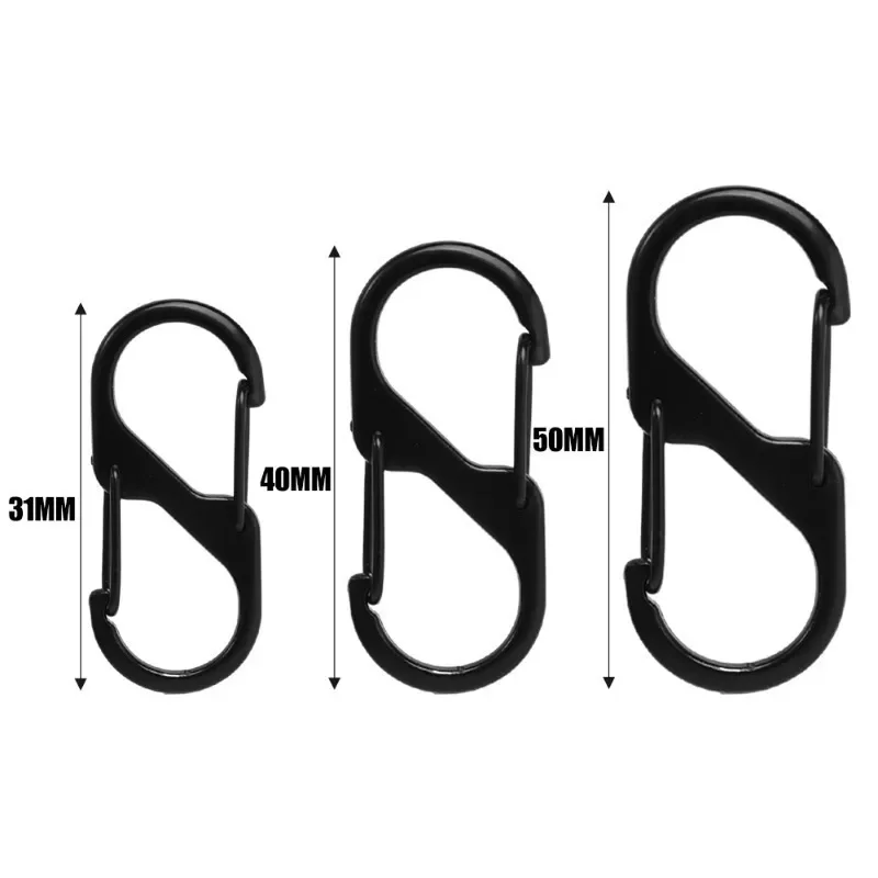 Carabiner clips 5Pcs S Type Zinc Alloy Carabiner with Lock Mini Keychain Hook Anti-Theft Outdoor Camping Backpack Buckle Key-Lock Accessories