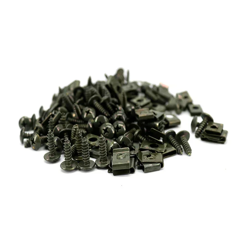 Mixed Car Motorcycles Metal Screw Tapping Fastener U-Type Screw Anti-rust Protection Clip Buckle Iron Sheet 100/10pcs