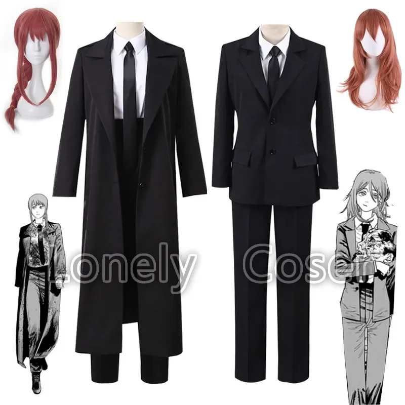 

Anime Chainsaw Costume for Men, Black Wig Suit, Suit, Shirt, Pants, Coat, Halloween Party, Role-playing Game, Uniform for Girls