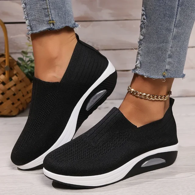 2024 Women Walking Shoes Air Cushion Non Slip Orthopedic Shoes Ladies Platform Mules Breathable Wedge Female Sneakers 5