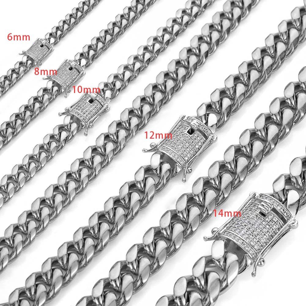 Chaine De Cou Vendue Seule CRSAU Colliers en acier inoxydable longues
