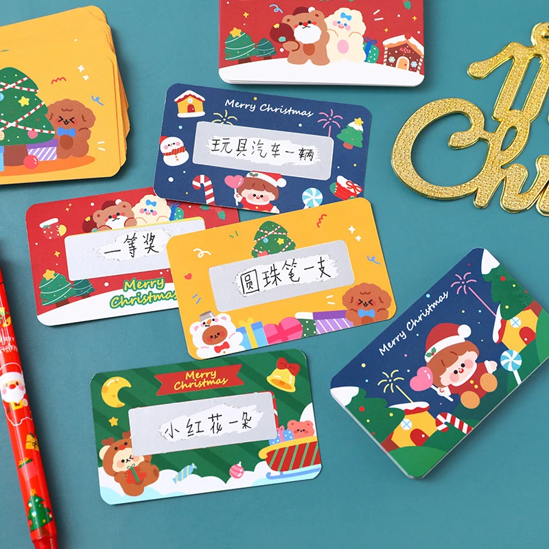 

Cartoon Merry Christmas Reward Scratch Card Film Coated Stickers Scratch Off Labels Xmas Stickers Diy Children's Redemption