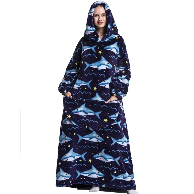 Giant Rubber Chicken Wearable Blanket Hoodie – Oversized Flannel Hooded Blanket Sweatshirt With Pockets, One Size