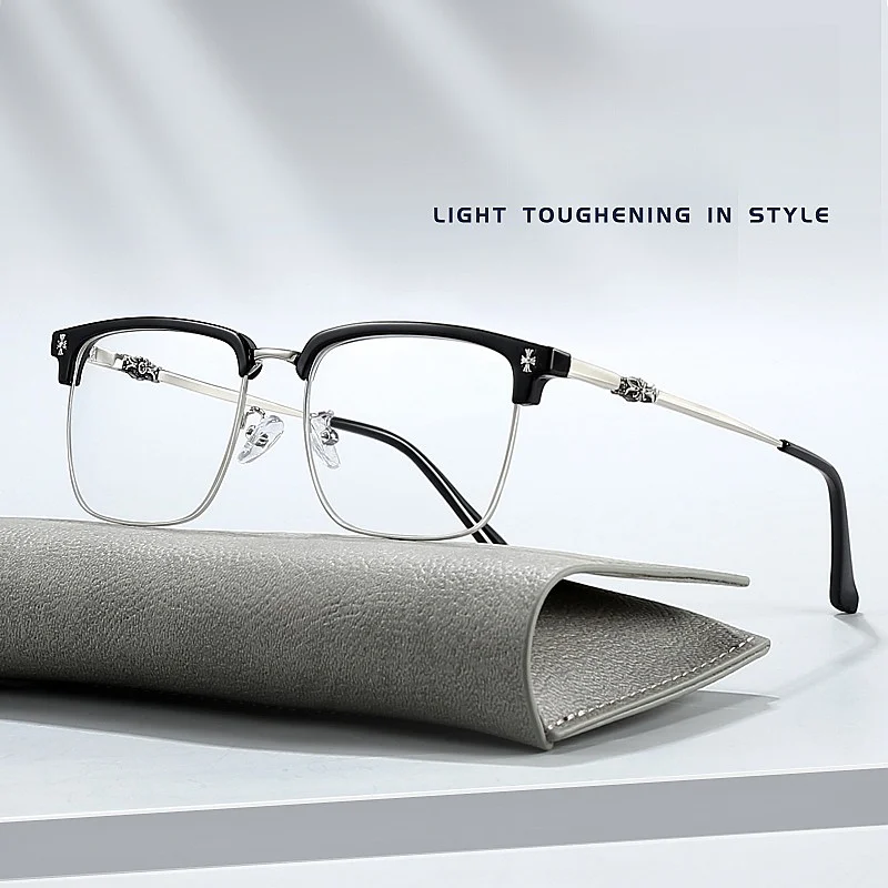 MOMOJA nowy biznesowy stop męski oprawki do okularów modna i elegancka kwadratowa okulary na receptę optyczna do brwi 9367 image_2