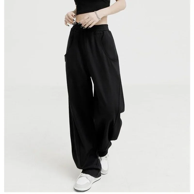HOUZHOU Sweatpants Women Pants High Waist Wide Leg Trousers Casual Oversize Gray Sport Gym Female Clothing Korean Streetwear